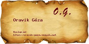 Oravik Géza névjegykártya